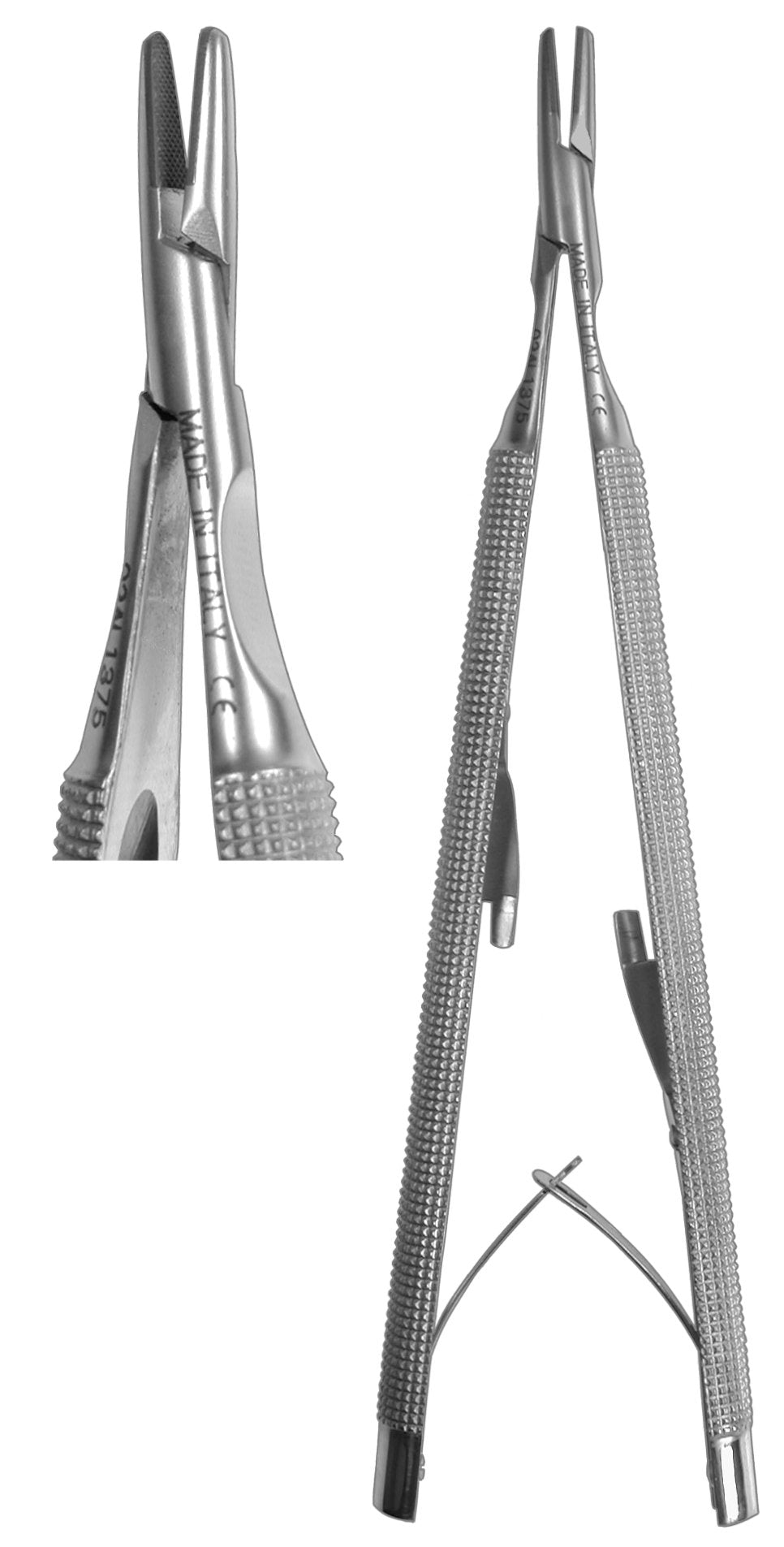 Needle Holder, Castroviejo Round Body Straight Internal Spring TC 14cm  (Z-5257)